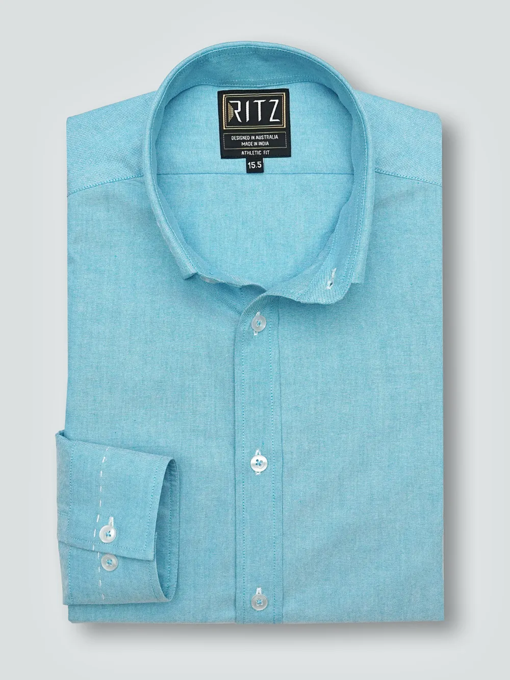 Oxford Button down Collar Shirt - Aquamarine - Image 2
