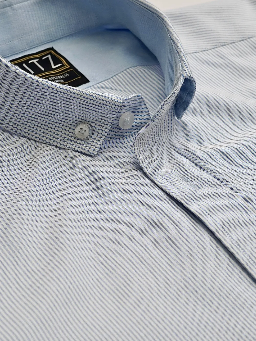 Oxford Button down Collar Shirt-Blue Pin Stripes