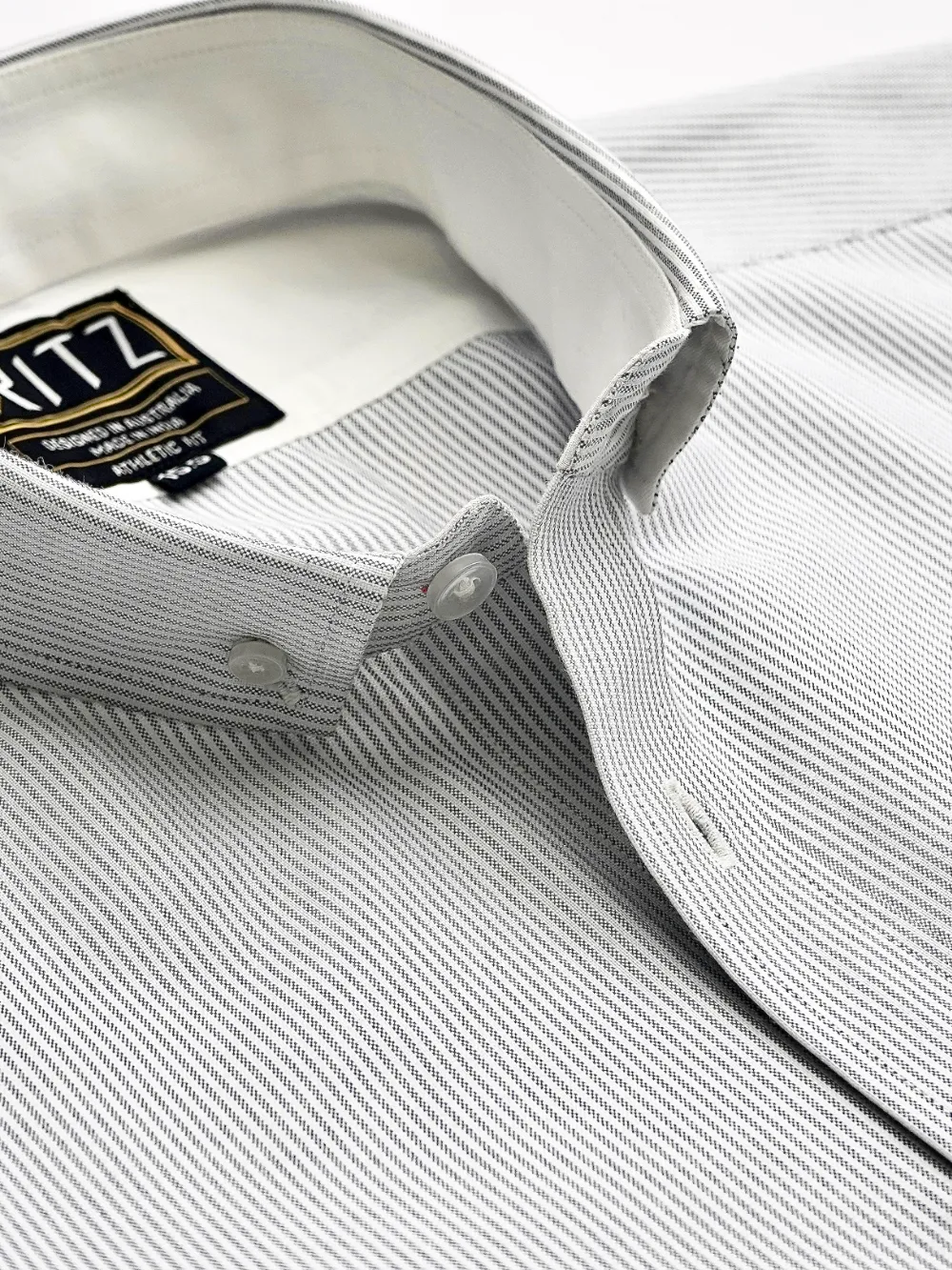 Oxford Button down Collar Shirt With Gray Pin Stripes