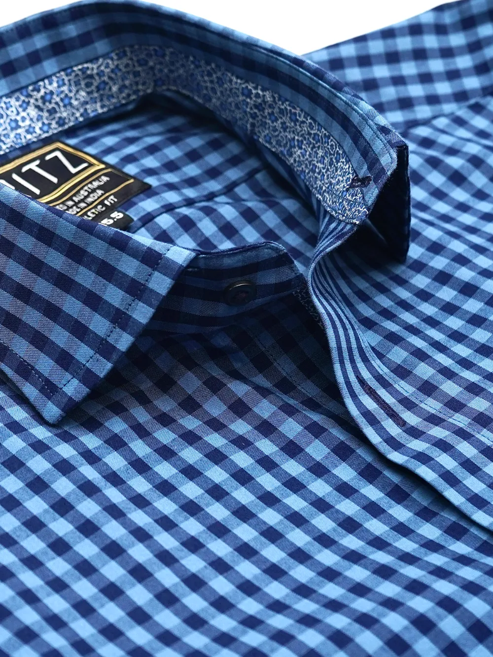 100% Cotton, 'Blue in the Ocean' Checked Designer Shirt