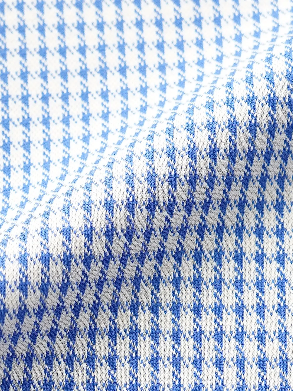 Blue and White Hound's-tooth Shirt - Knitted Weave - Image 6
