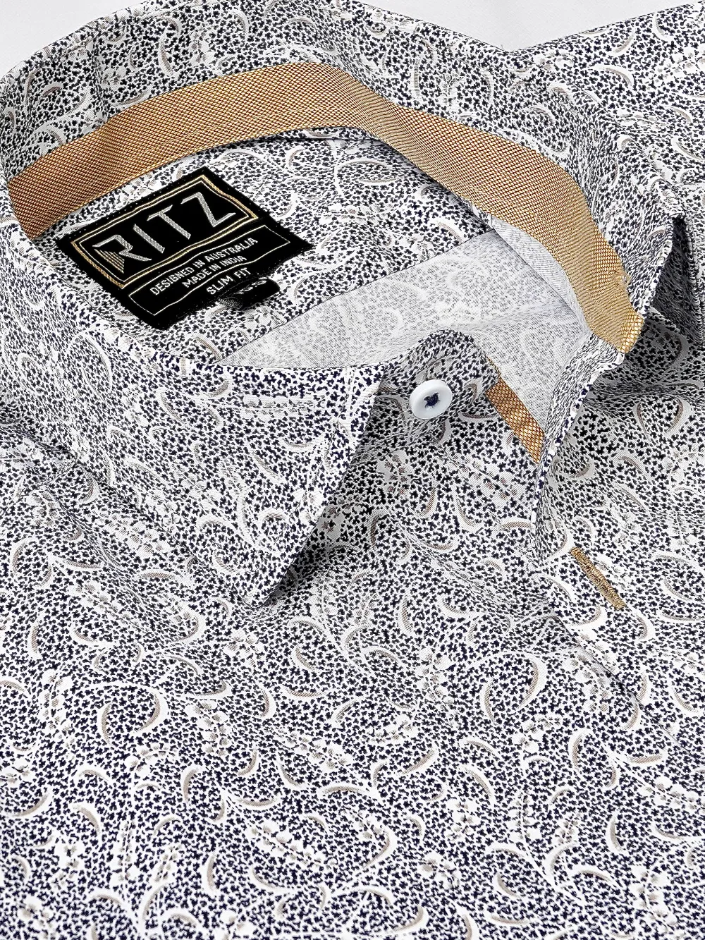 Pure Cotton Micro Abstract Print Shirt - Twill Weave