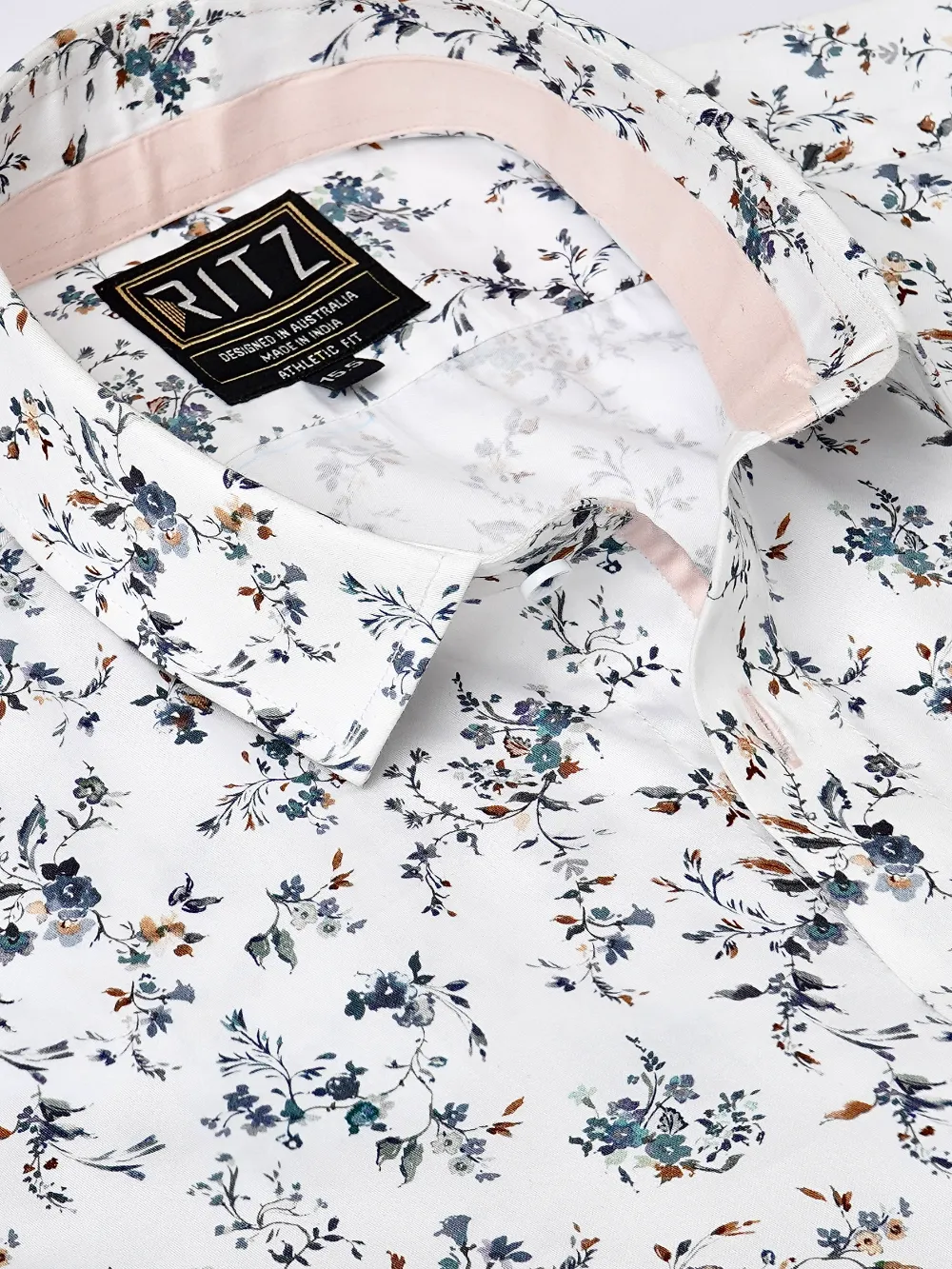 Pure Cotton Peachy Floral Shirt - Twill Weave
