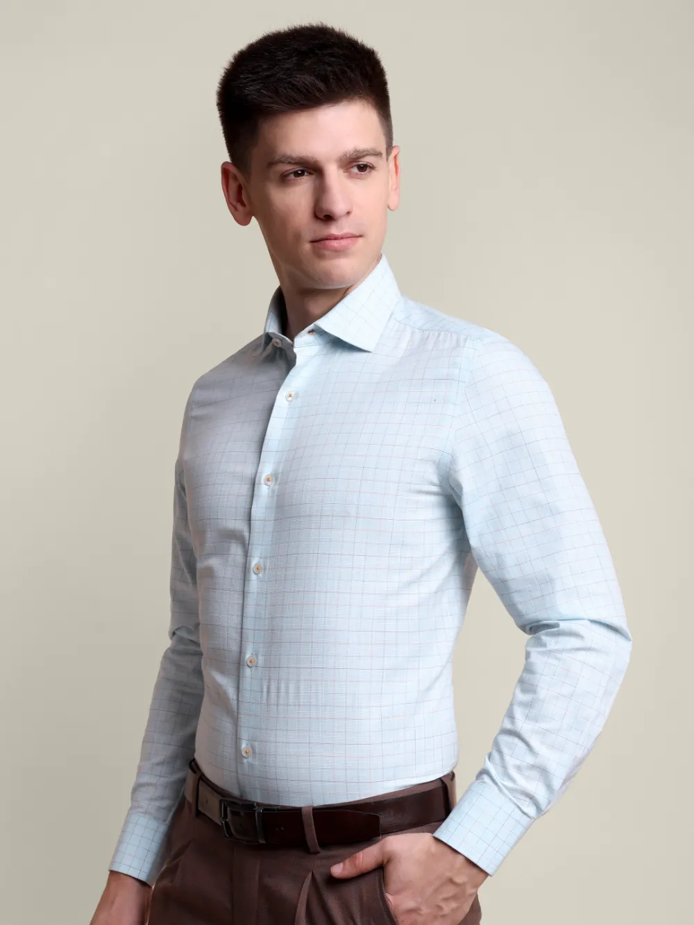 Pure Cotton Multi Color Grid Aquatic Shirt - Image 4