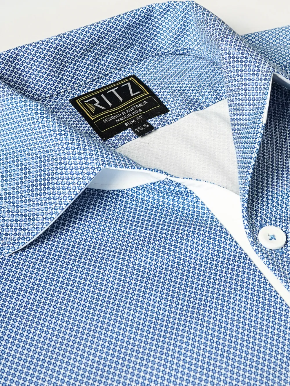 Ritz Exclusive: Blue Diamond One-Piece Collar Smart Polo - Image 2