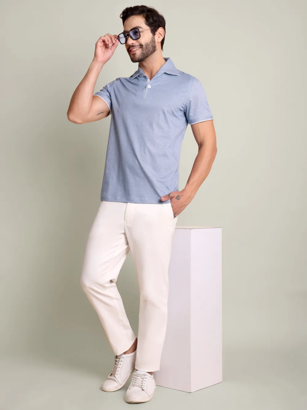 Ritz Exclusive: Blue Diamond One-Piece Collar Smart Polo - Image 5