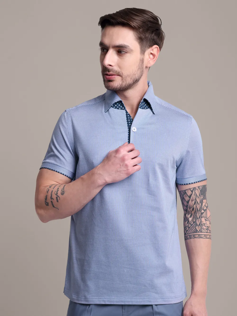 Ritz Exclusive: Royal Streaks One-Piece Collar Smart Polo
