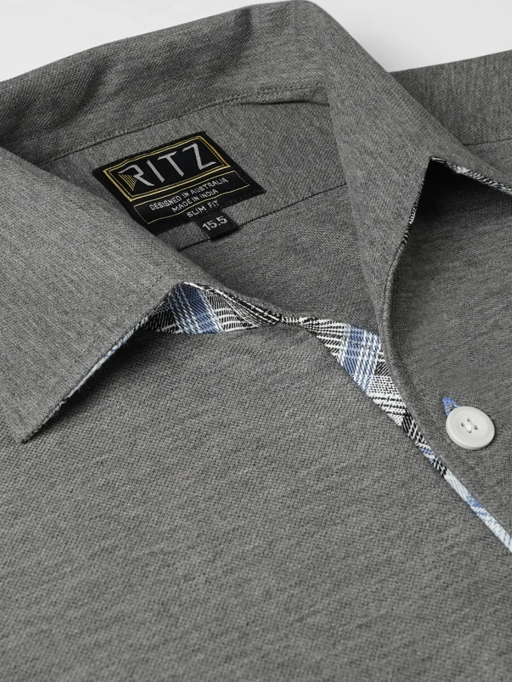 Ritz Exclusive: Slate One-Piece Collar Smart Polo Shirt