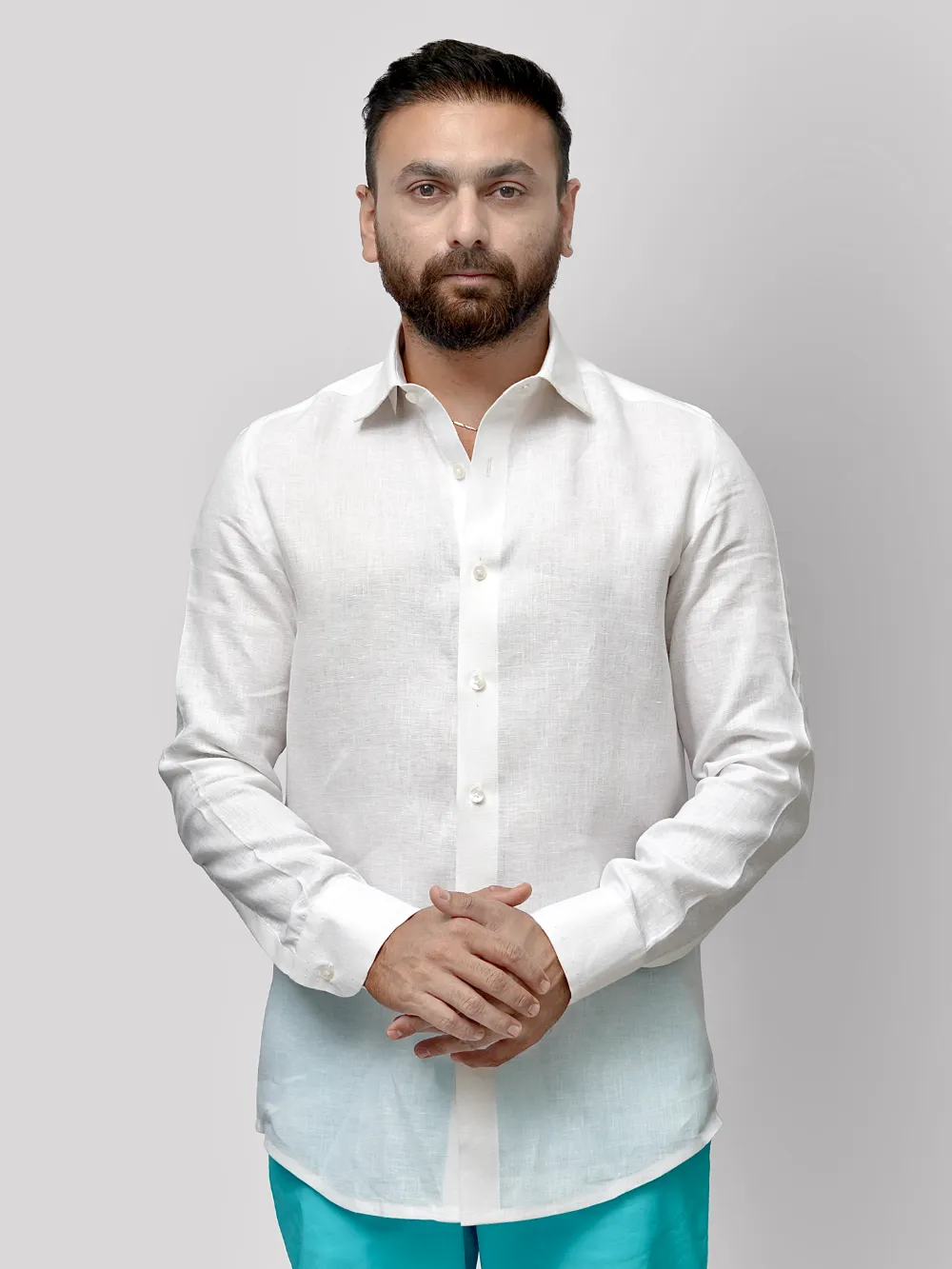 Pure Linen Light Weight Shirt - Off White - Image 4