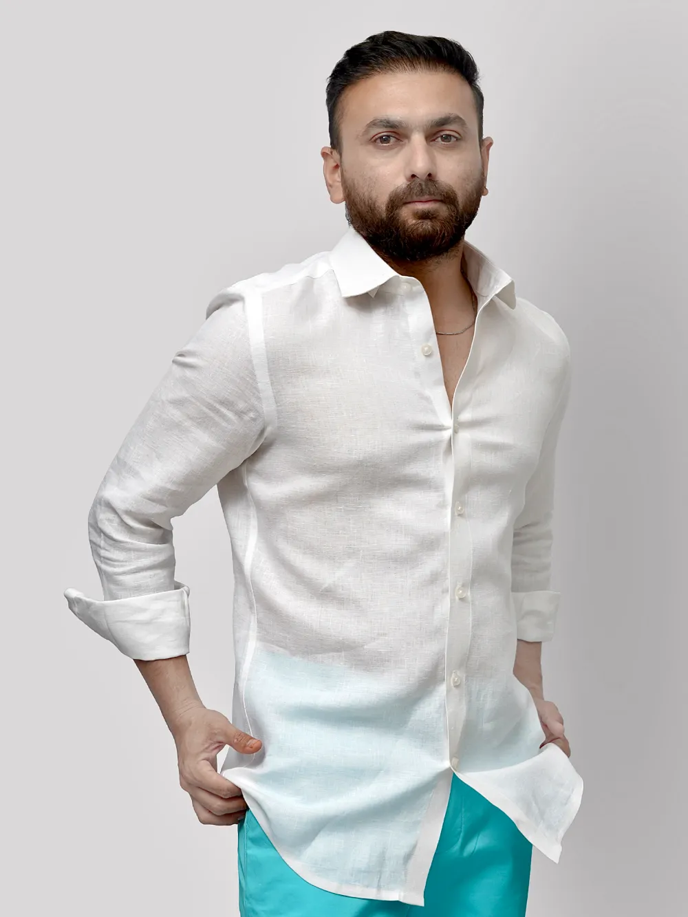 Pure Linen Light Weight Shirt - Off White - Image 5