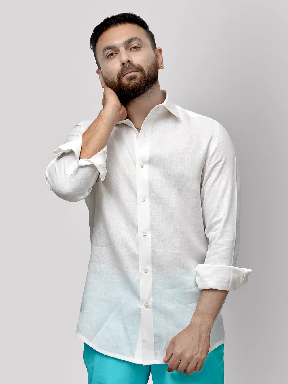 Pure Linen Light Weight Shirt - Off White - Image 6