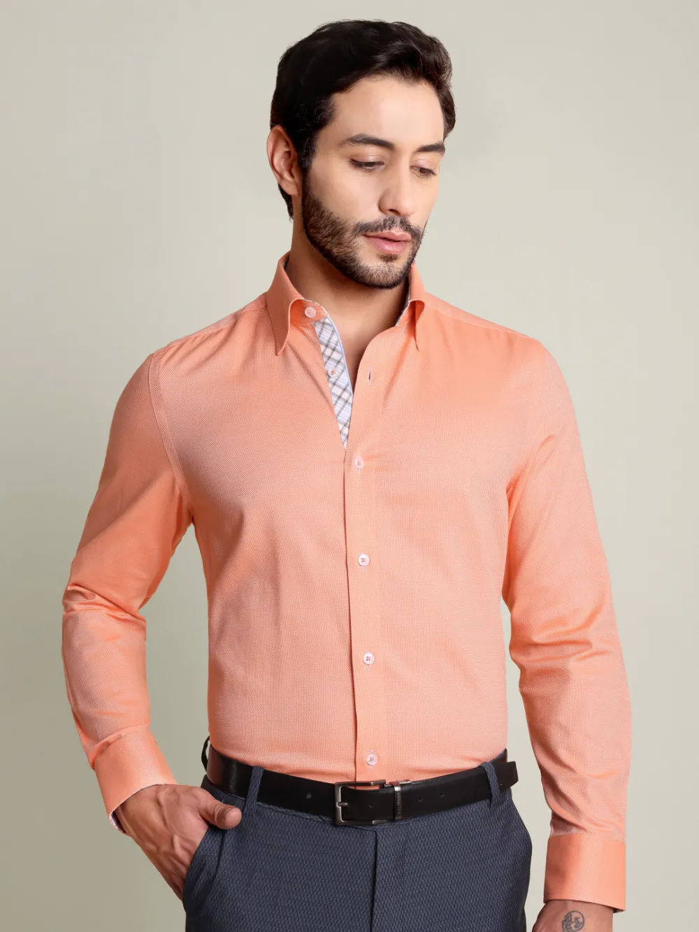 Pure Cotton Non Iron Tuscan Shirt - Dobby Weave