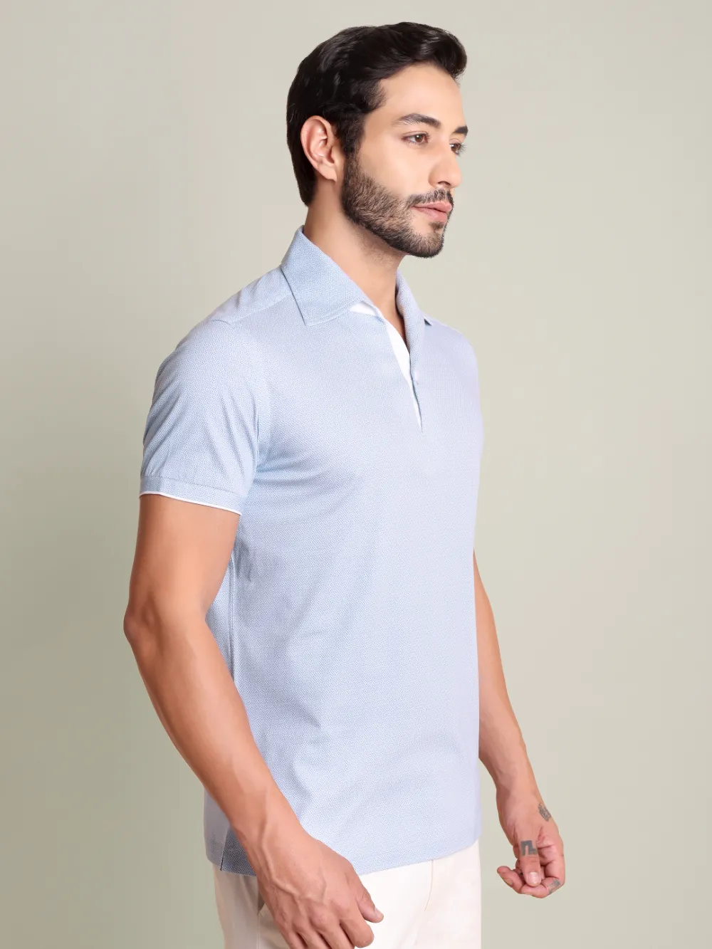 Ritz Exclusive: Sky Geometria One-Piece Collar Smart Polo - Image 3