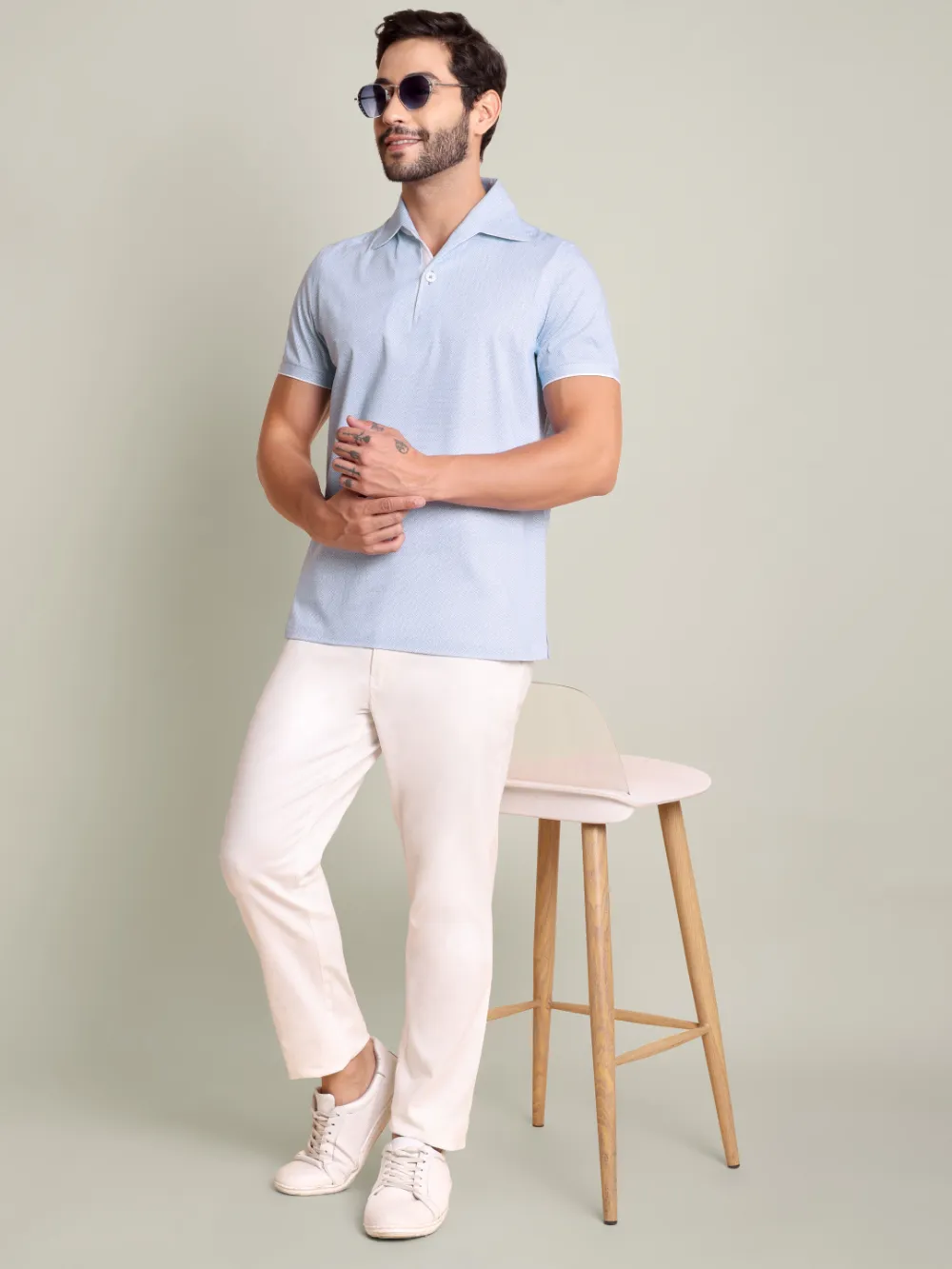 Ritz Exclusive: Sky Geometria One-Piece Collar Smart Polo - Image 5