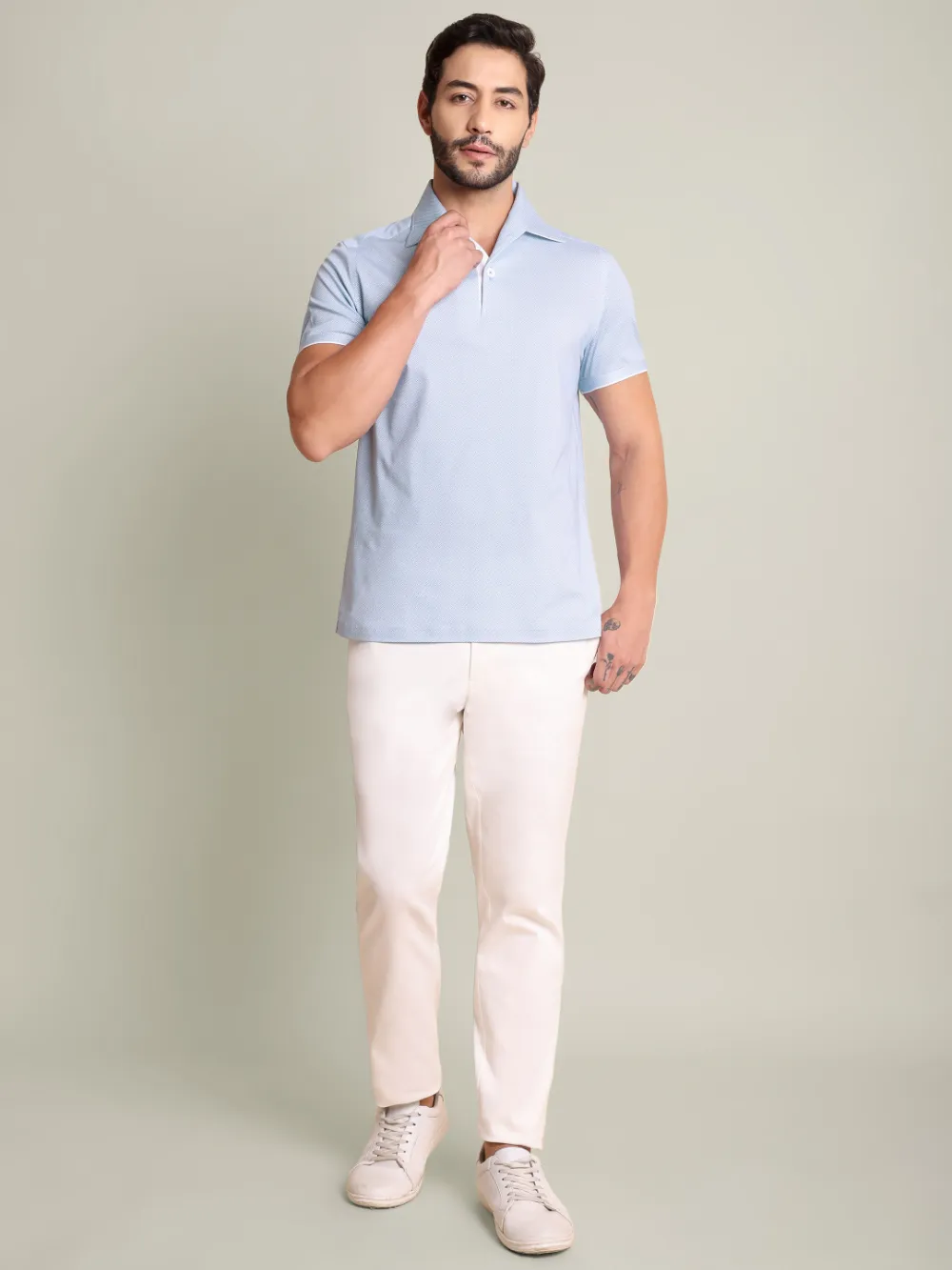 Ritz Exclusive: Sky Geometria One-Piece Collar Smart Polo - Image 6