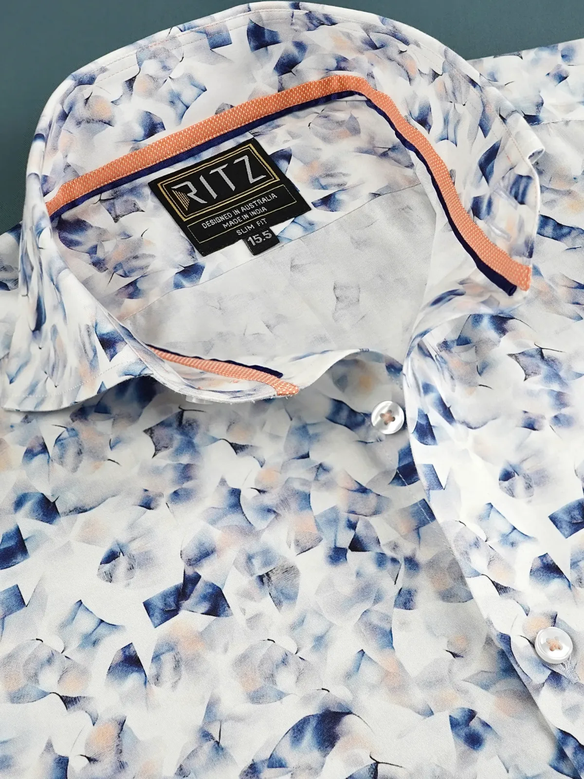 Pure Cotton Picasso?s Blue in White Abstract Print Shirt