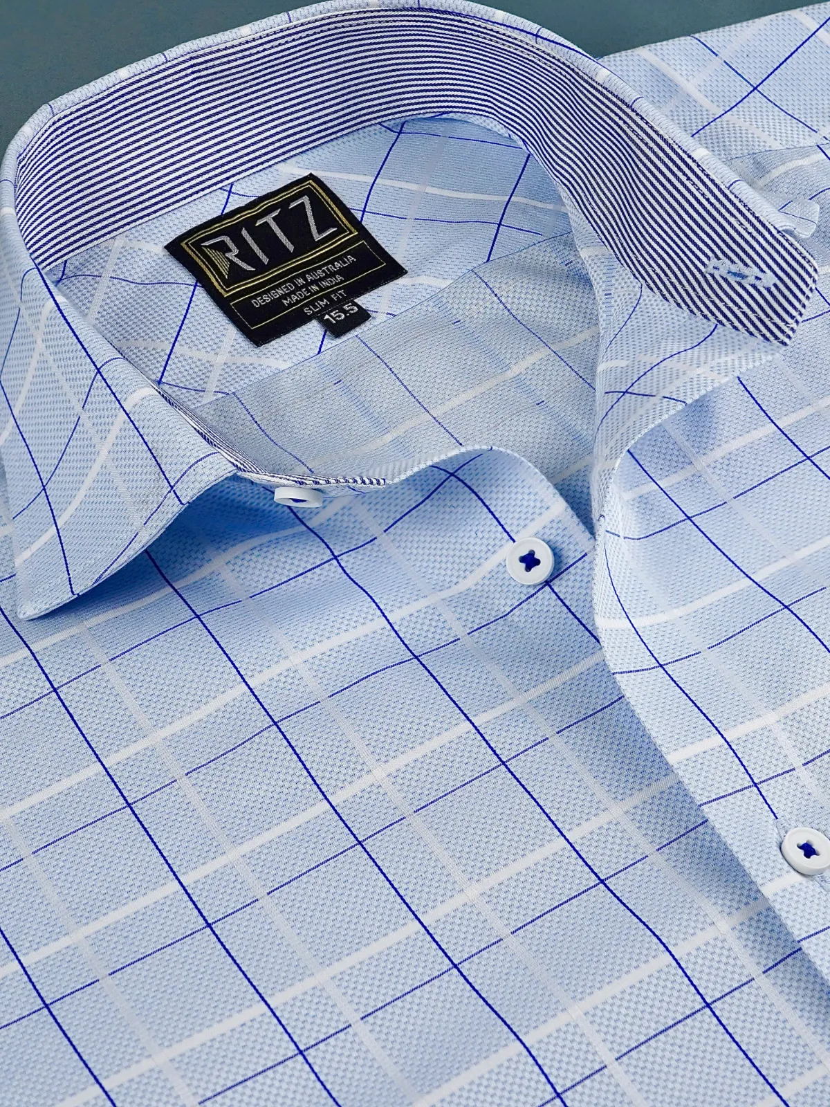 Pure Cotton Non Iron Royal Cross Shirt - Honeycomb weave