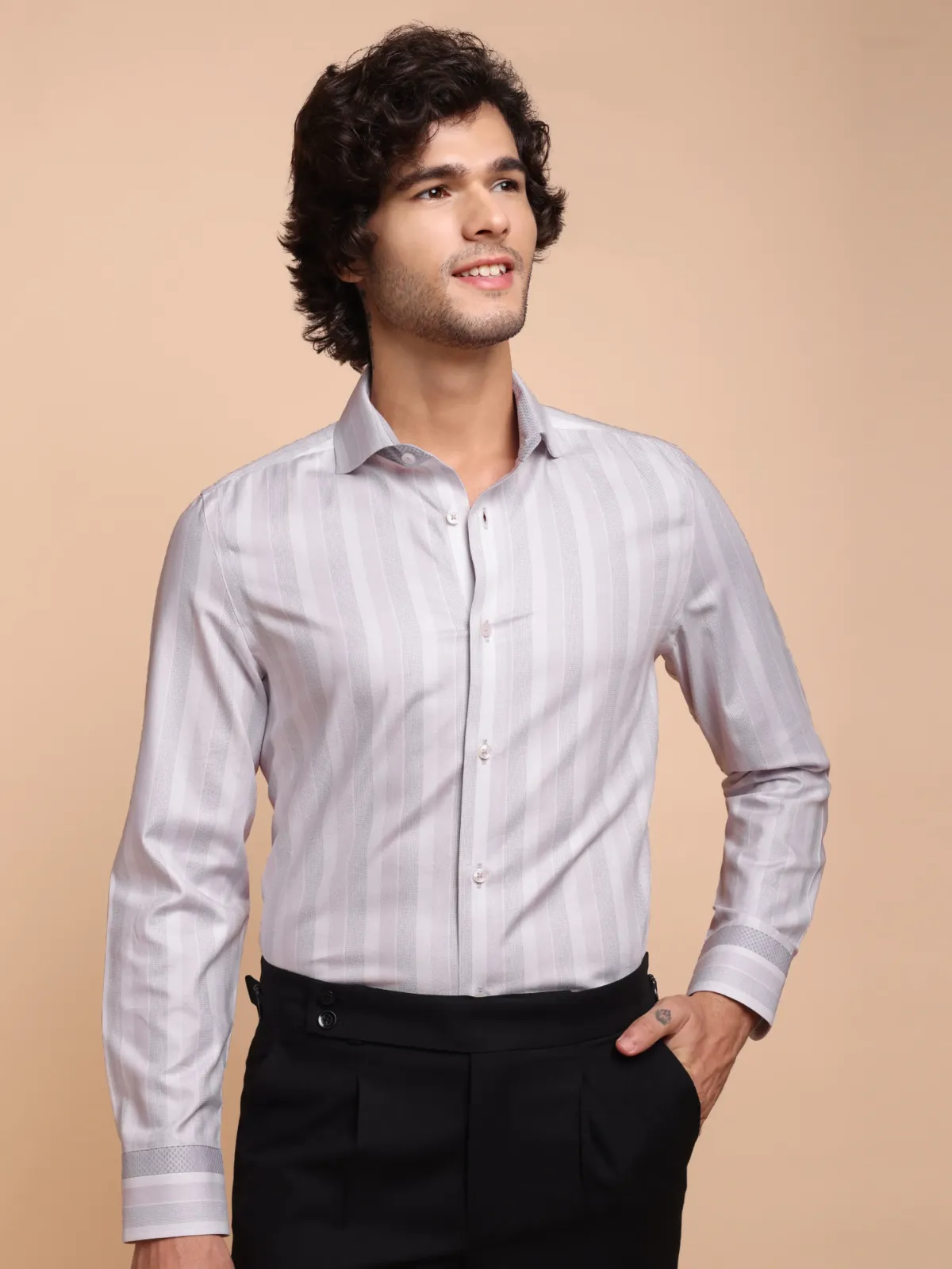 Pure Cotton Non Iron Sea Lavender Shirt - Dobby Weave