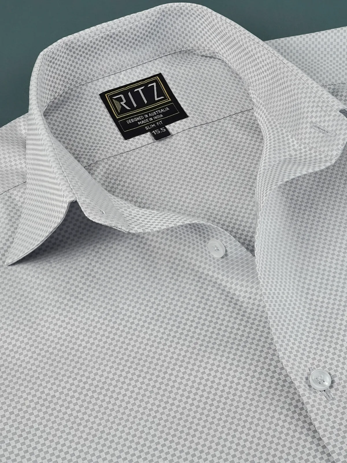 Pure Cotton Non Iron Smoke Checkerboard Shirt - Dobby weave