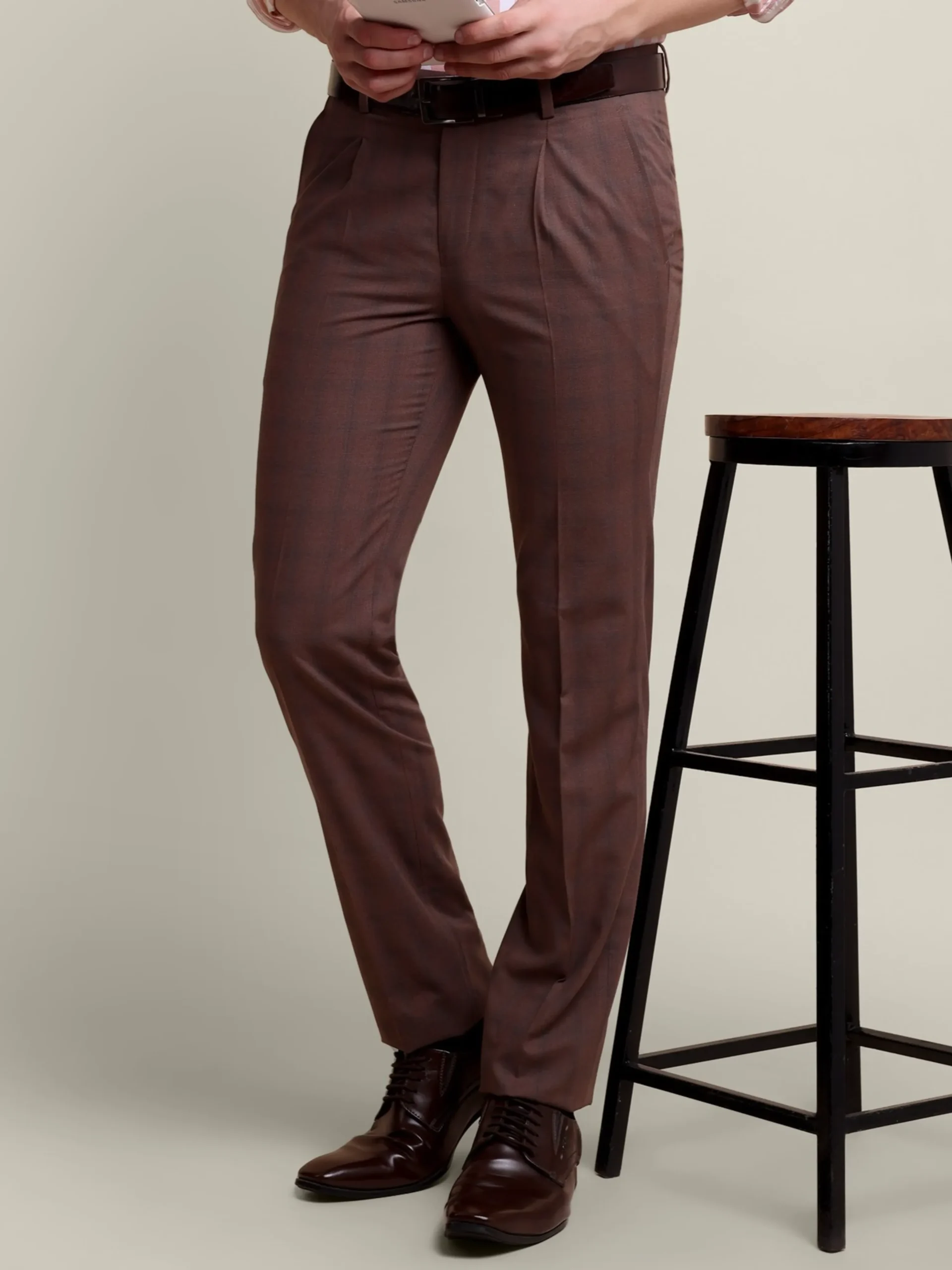 Pure cotton Burgundy and White Striped Shirt and Maroon Trousers Designer Pair