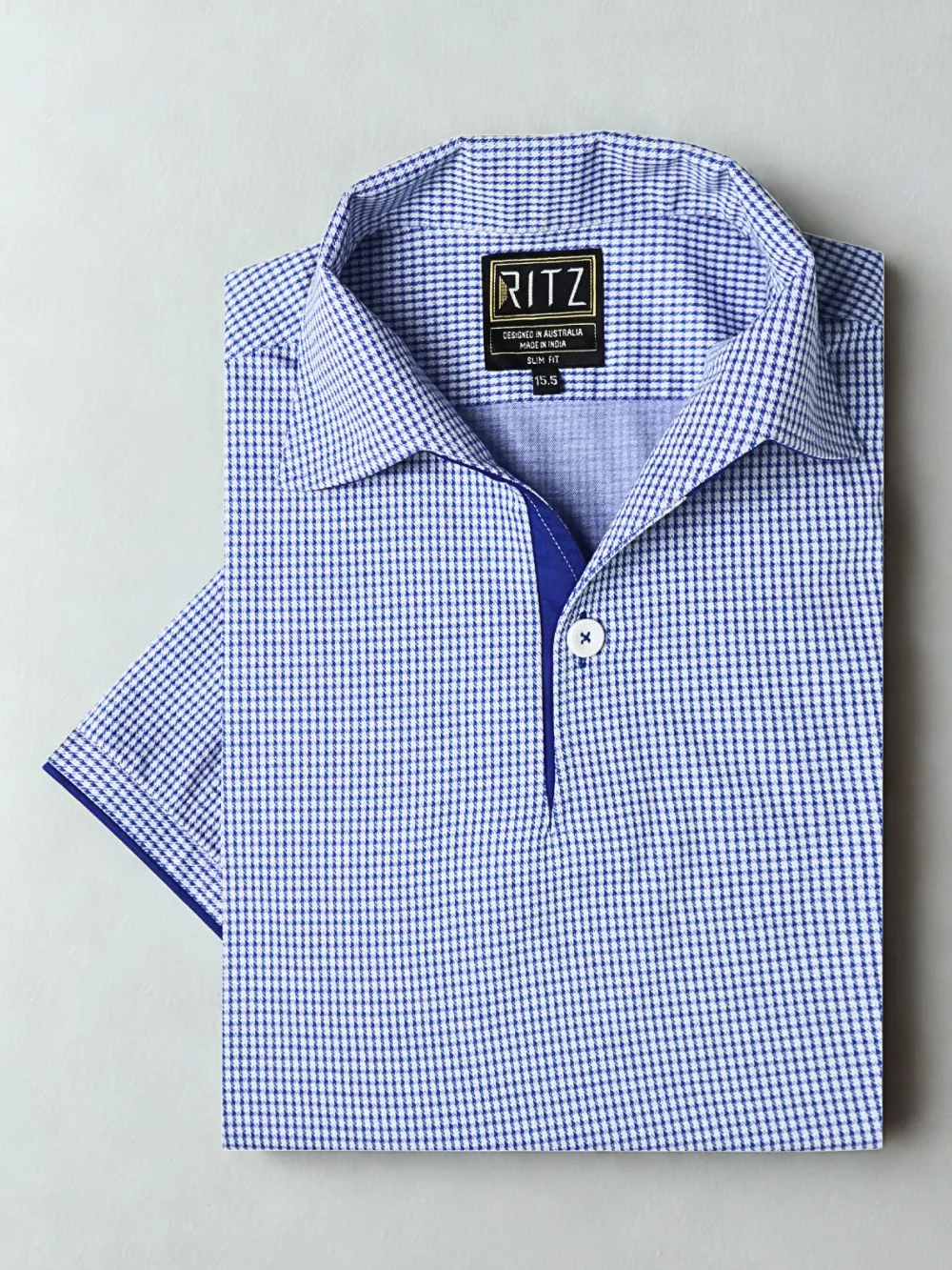 Ritz Exclusive: Hound's Tooth One-Piece Collar Smart Polo