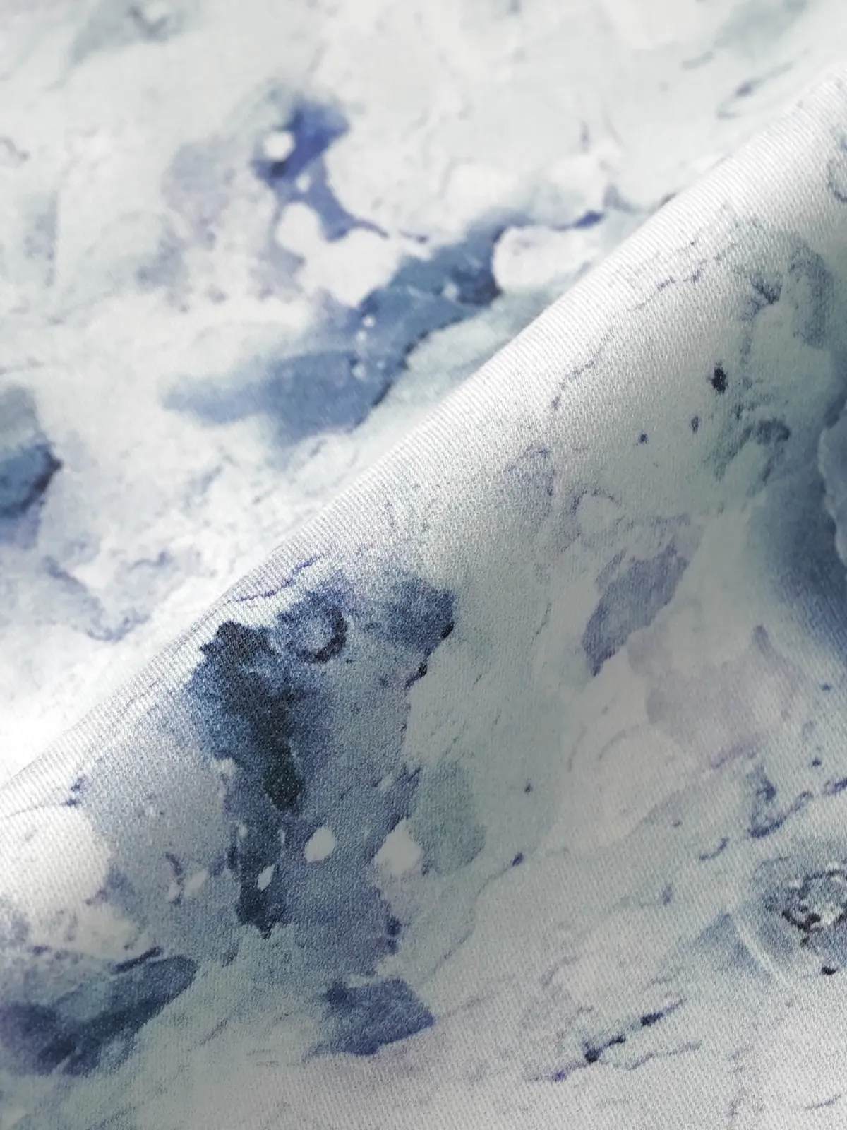 Abstract Print Blue Marble Shirt - Plain Weave