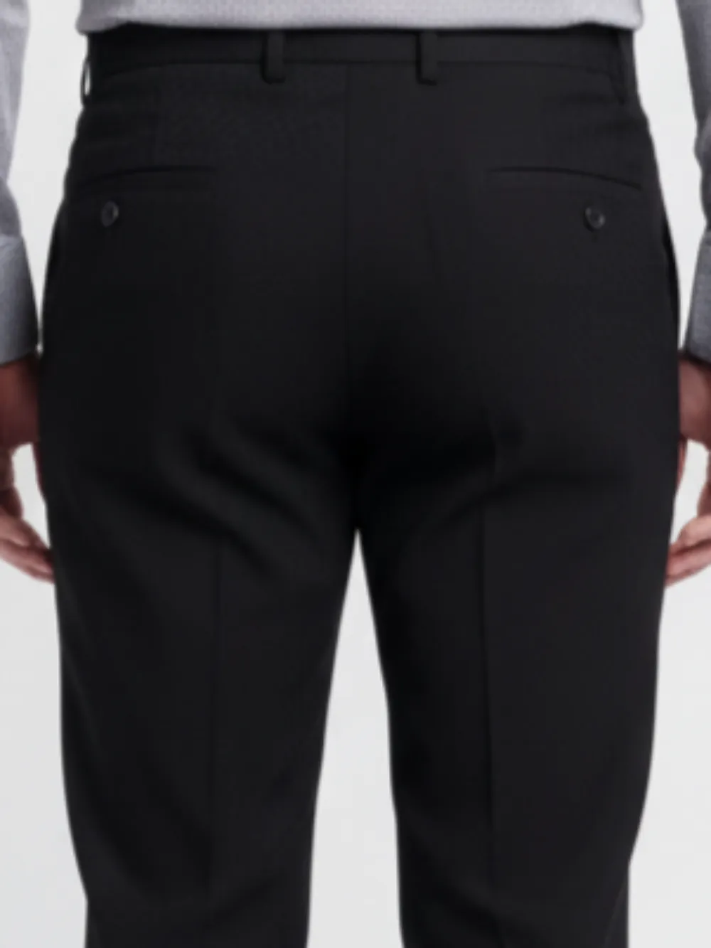 Black Self Checked Tailored Formal Trousers