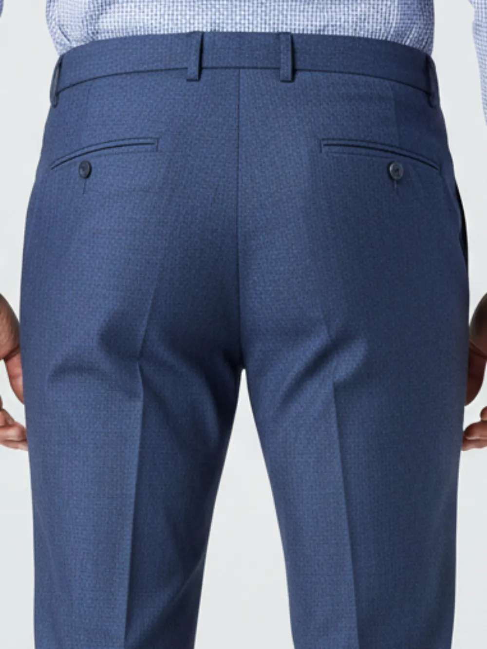 Blue Checked Trousers - Twill Weave