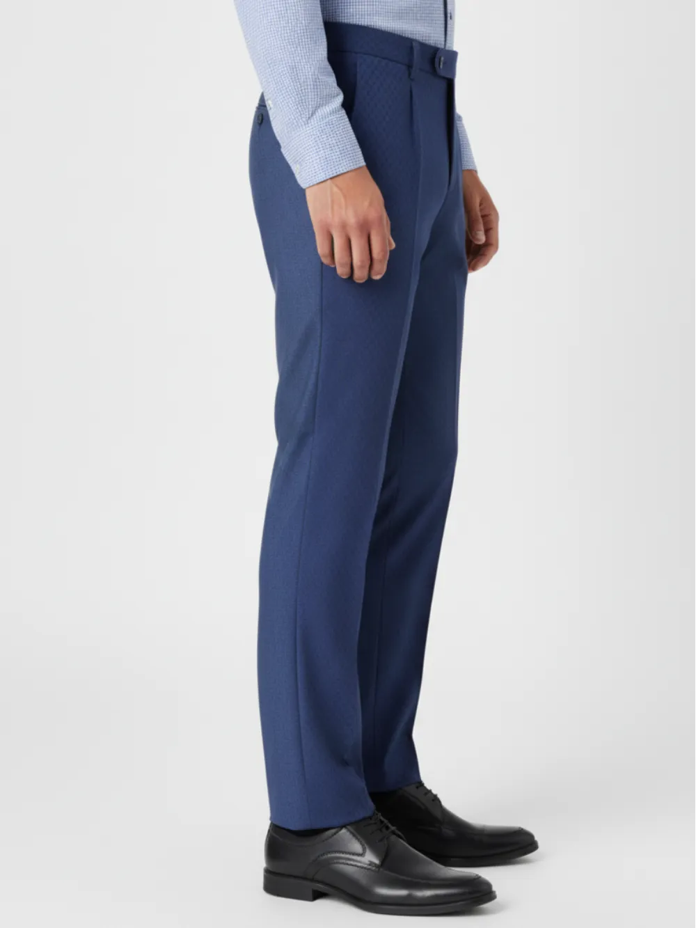 Blue Checked Trousers - Twill Weave