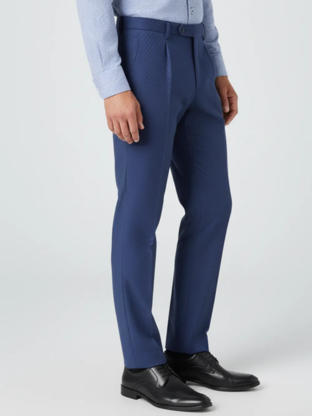 Blue Checked Trousers - Twill Weave