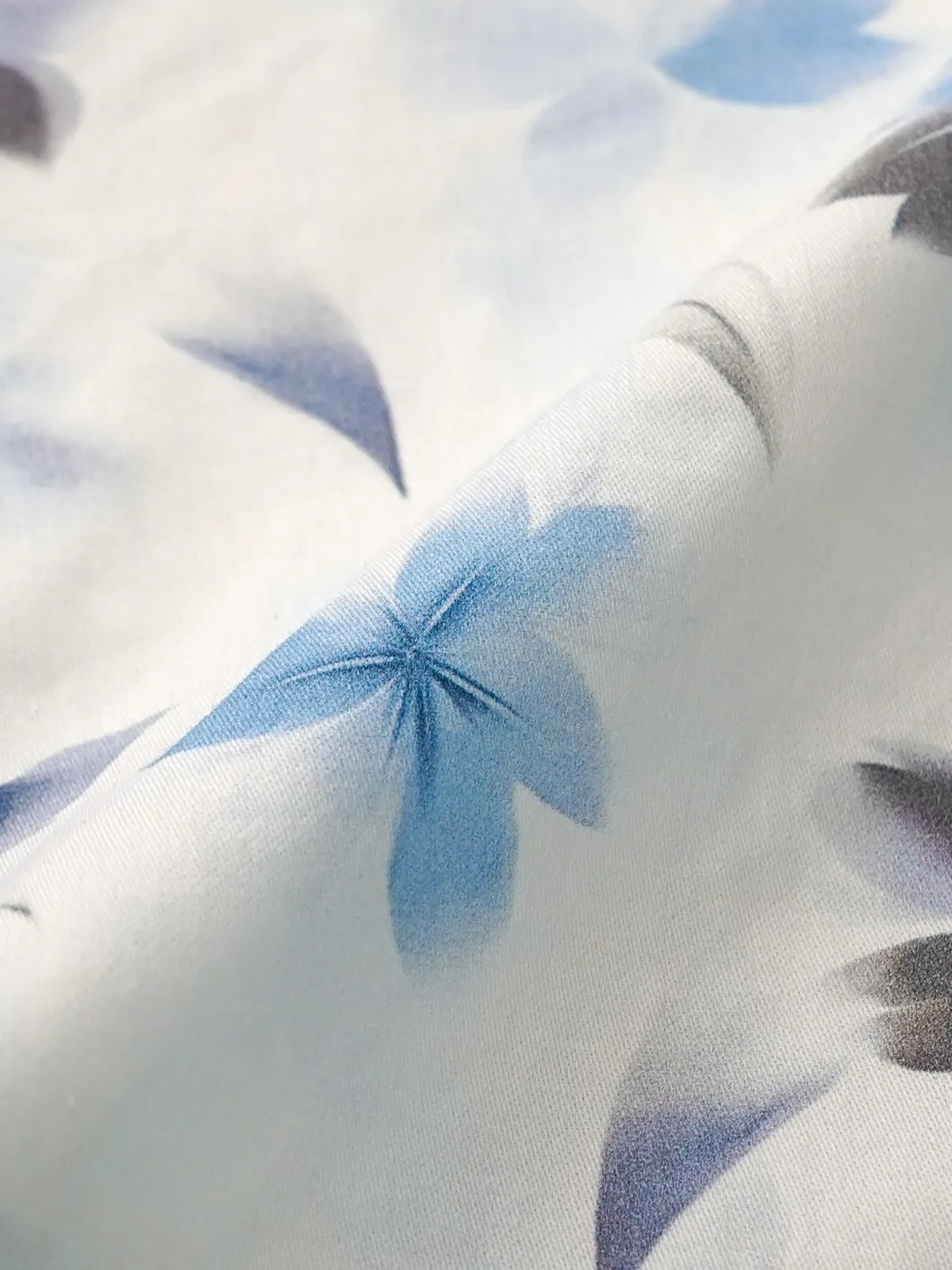 Blue and Grey Bloom in White Pure Cotton Shirt