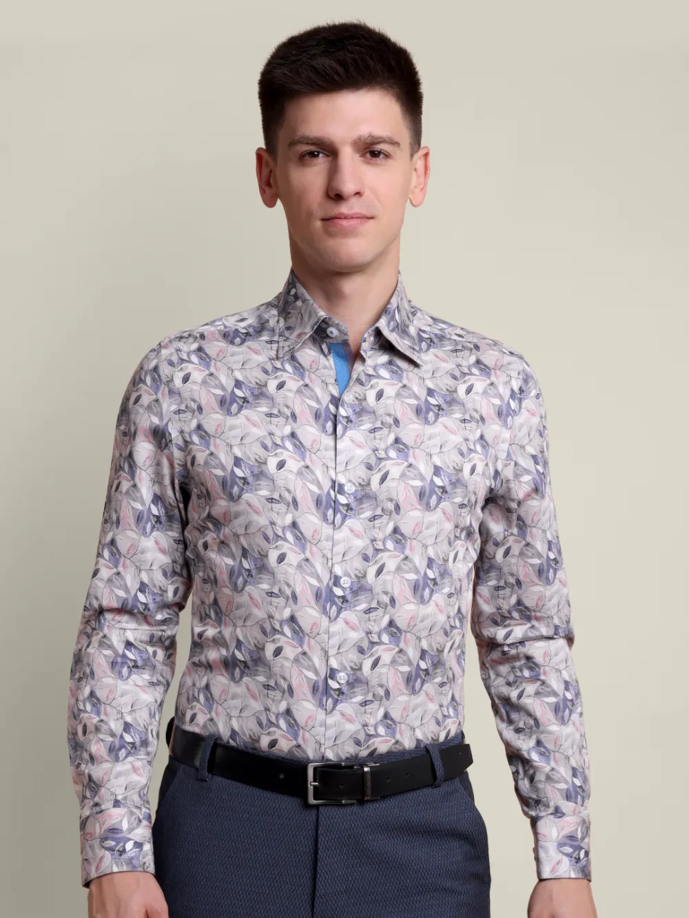 Pure Cotton Floral Shirt - Plain Weave