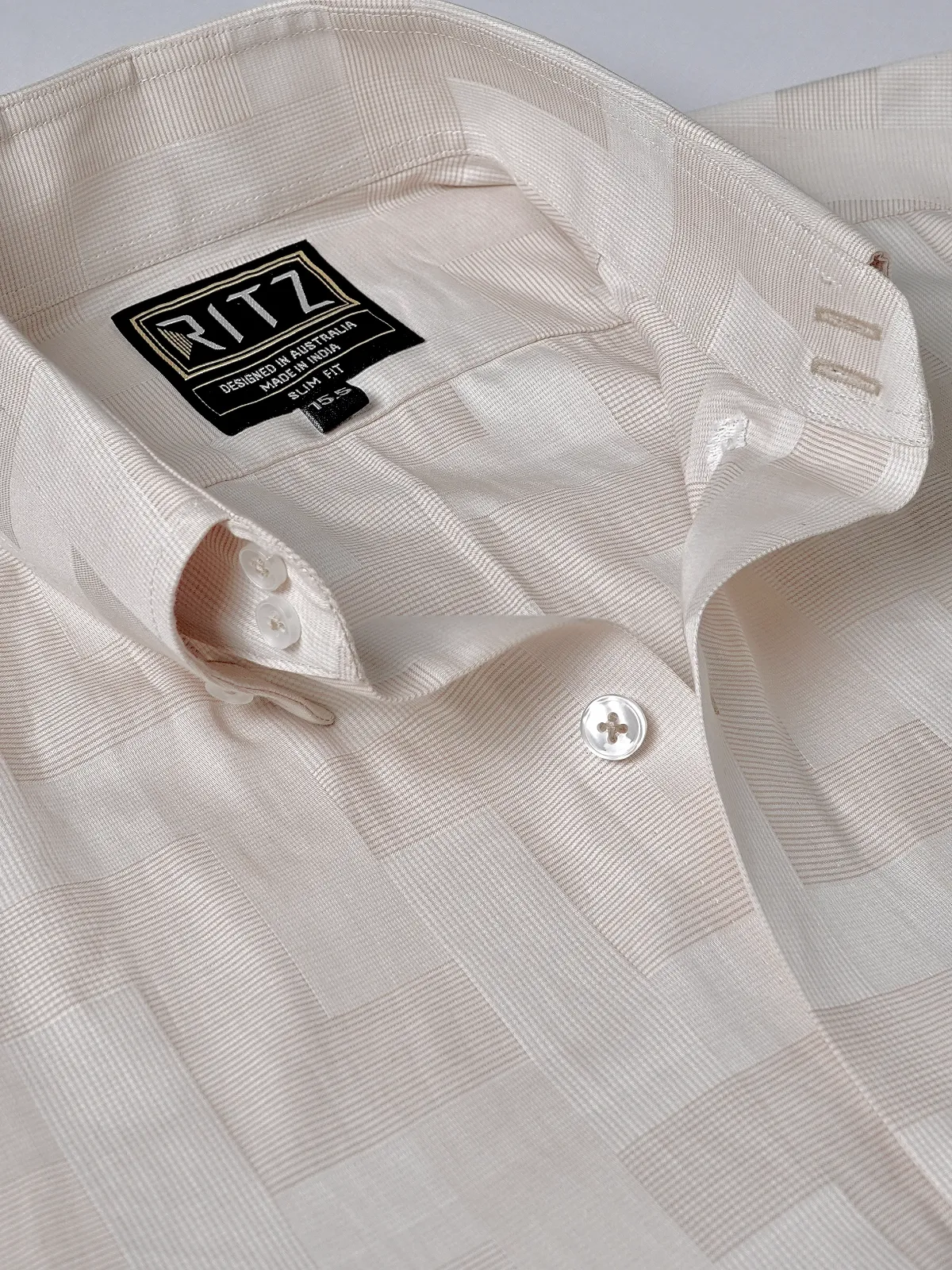 Brushed Gold Pure Cotton Shirt with Unique Self Pattern