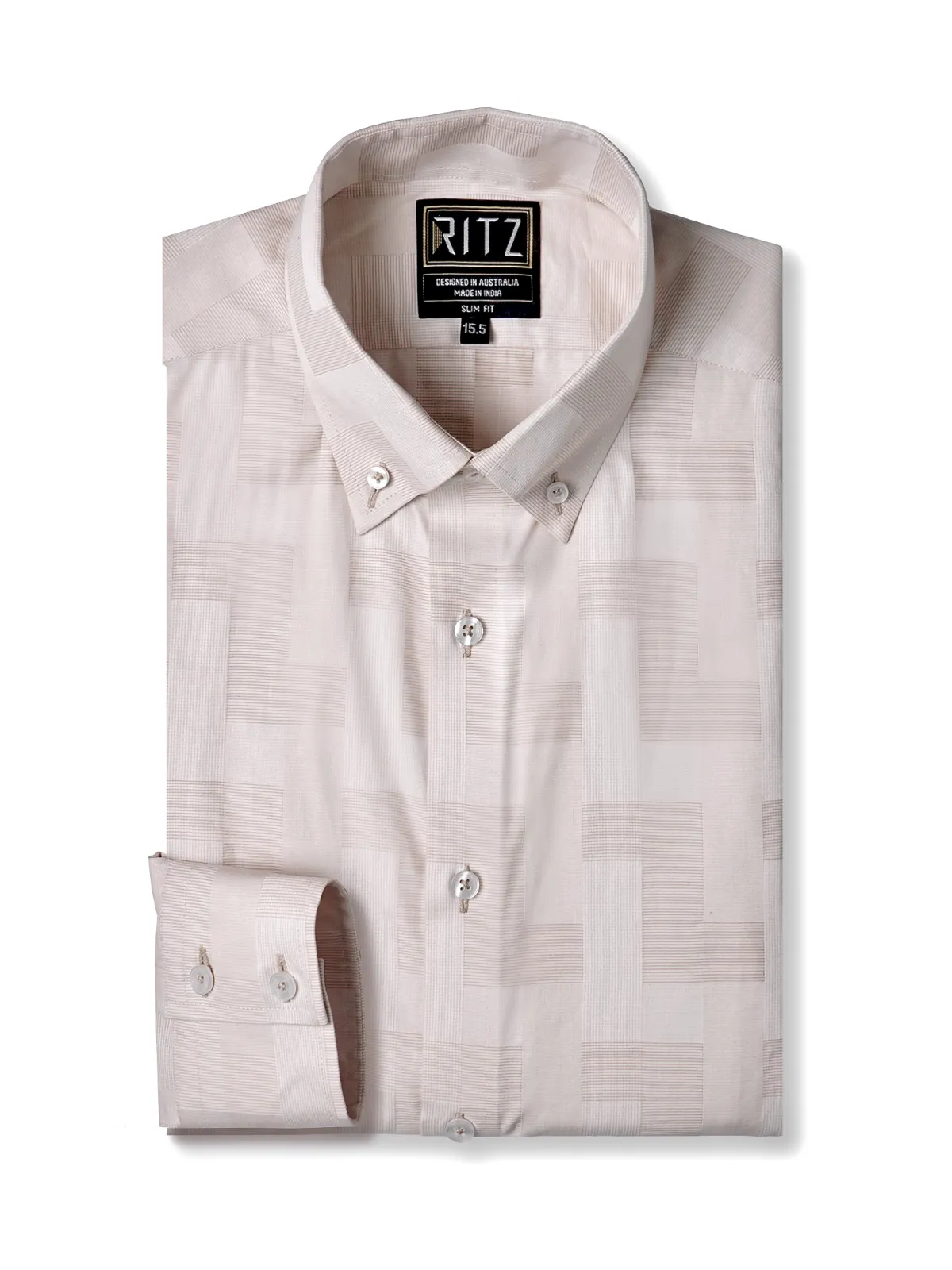 Brushed Gold Pure Cotton Shirt with Unique Self Pattern