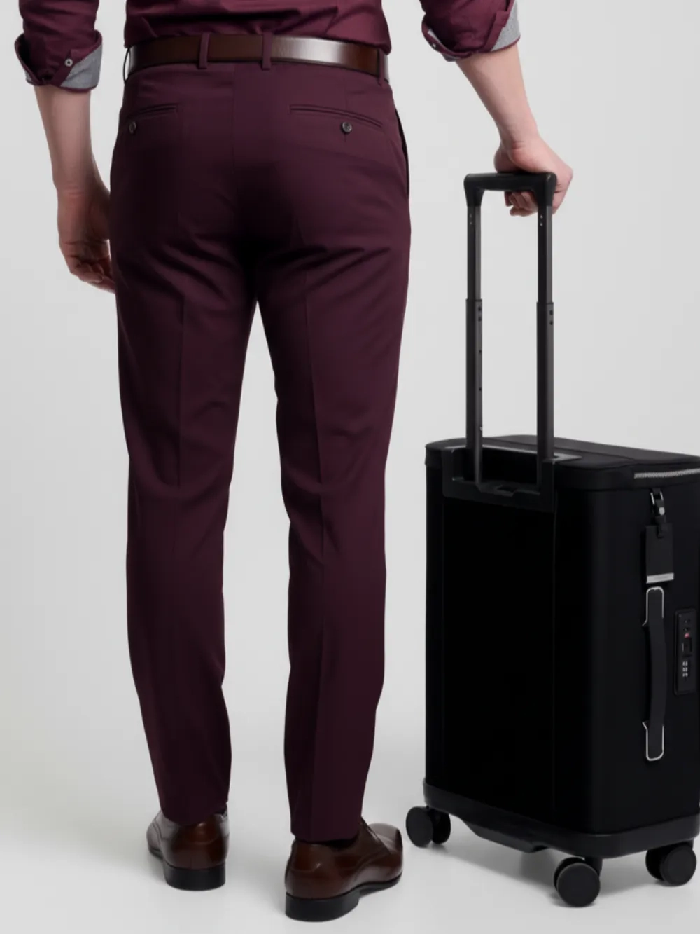 Burgundy Textured Tailored Trousers