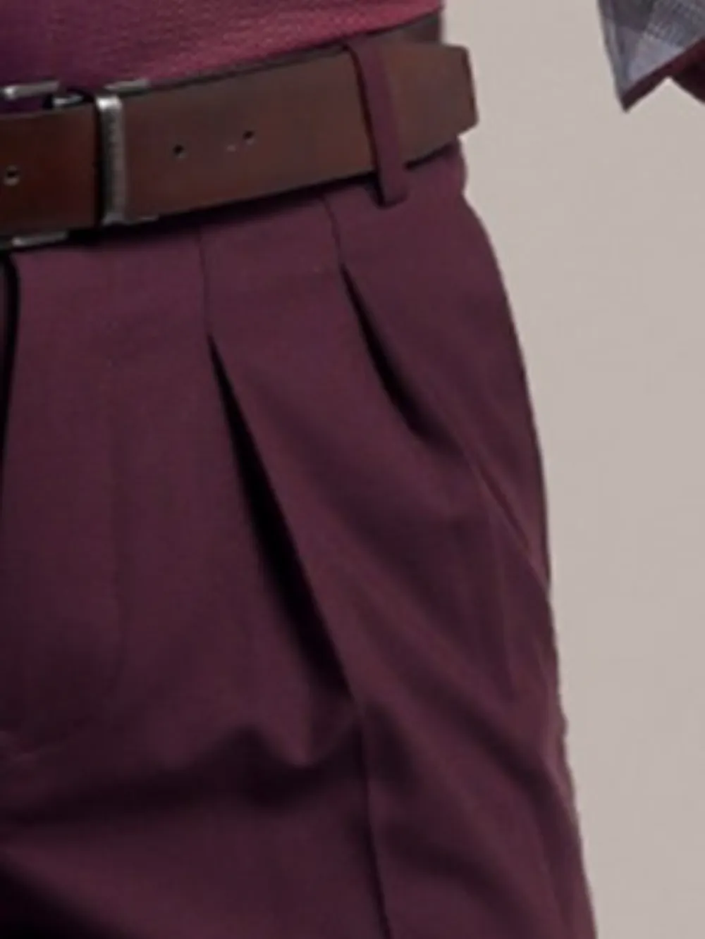 Burgundy Textured Tailored Trousers