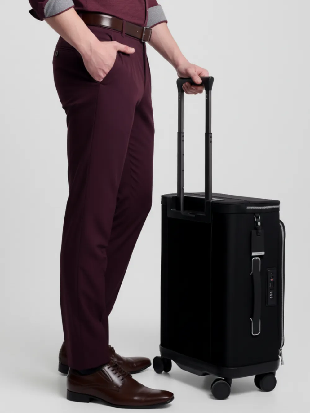 Burgundy Textured Tailored Trousers