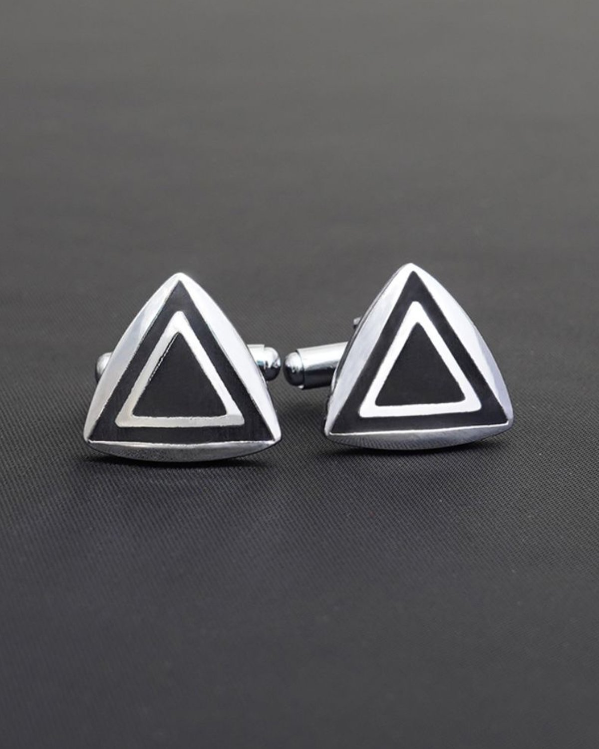 Ritz The Label Triangle Black and Silver Cufflinks