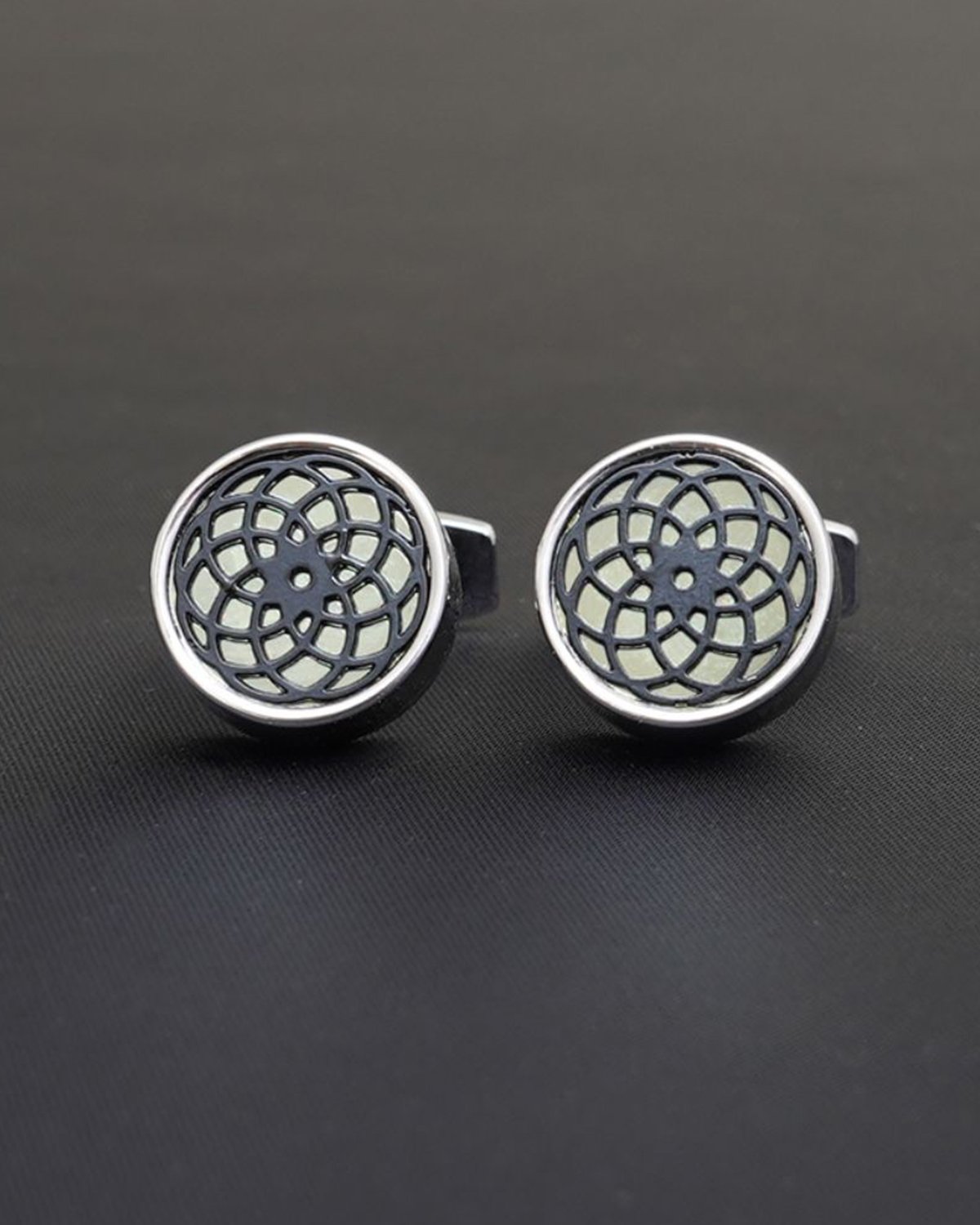 Black Orchid Cufflinks - Circle