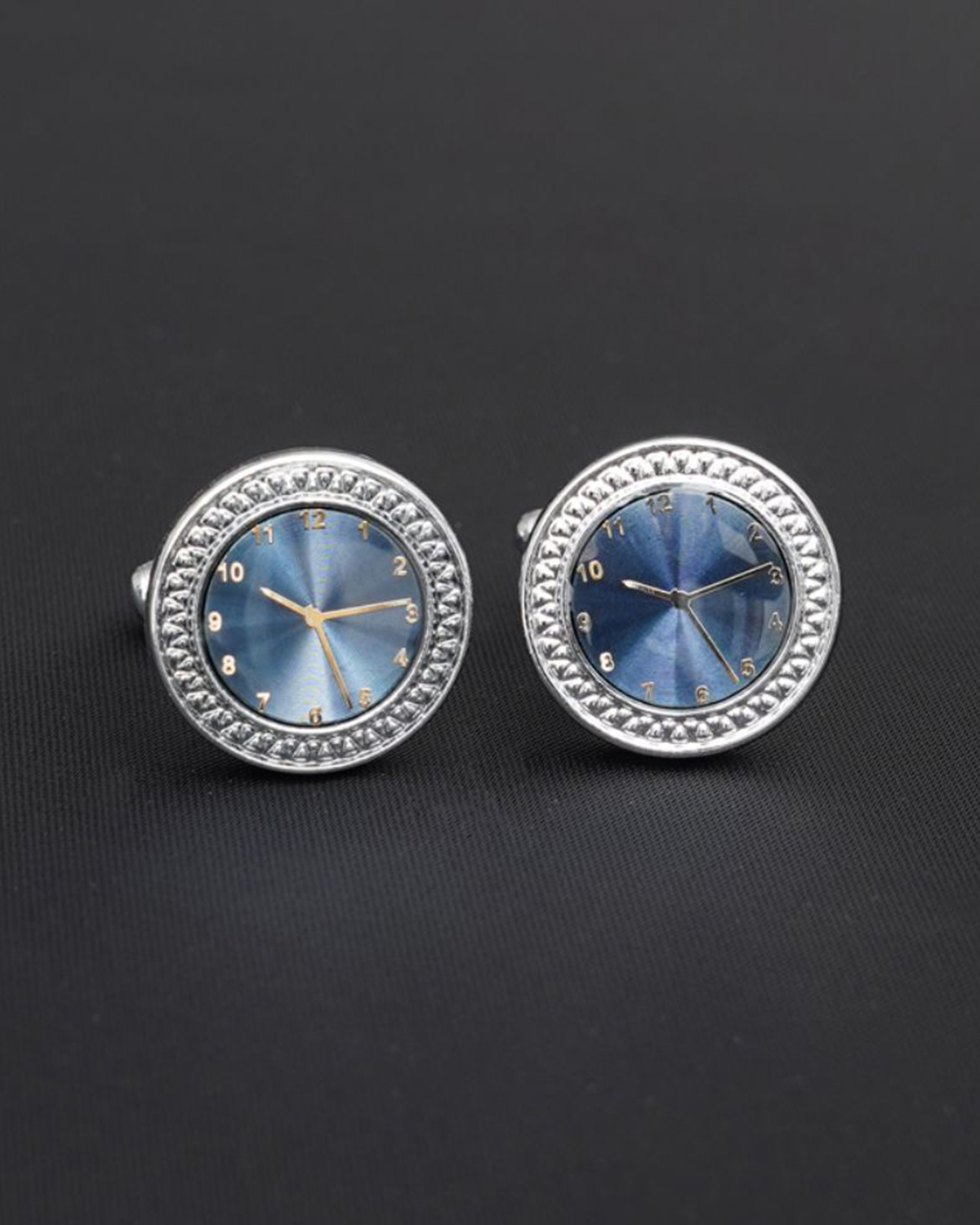 Blue and Silver O'clock Cufflinks