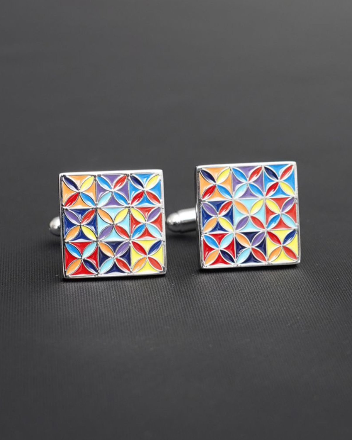 Satin Glass Multi Colored Cufflinks