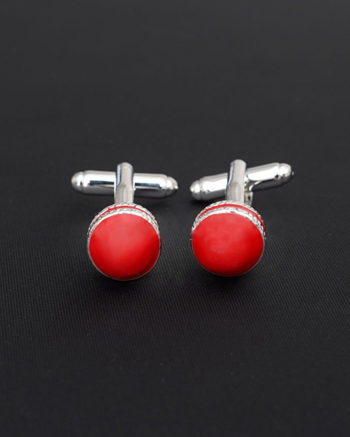 Cricket Ball Cufflinks - Red