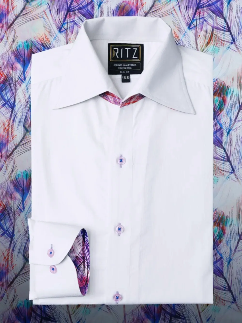 Signature Satin California Collar Shirt- Feathers