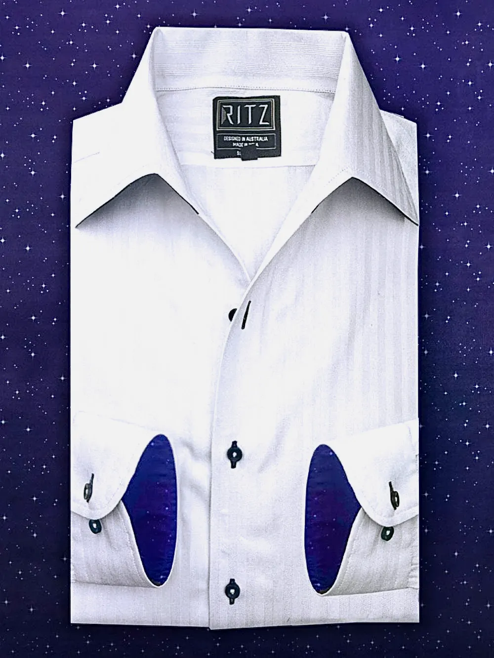 Signature Satin California Collar Shirt- Midnight