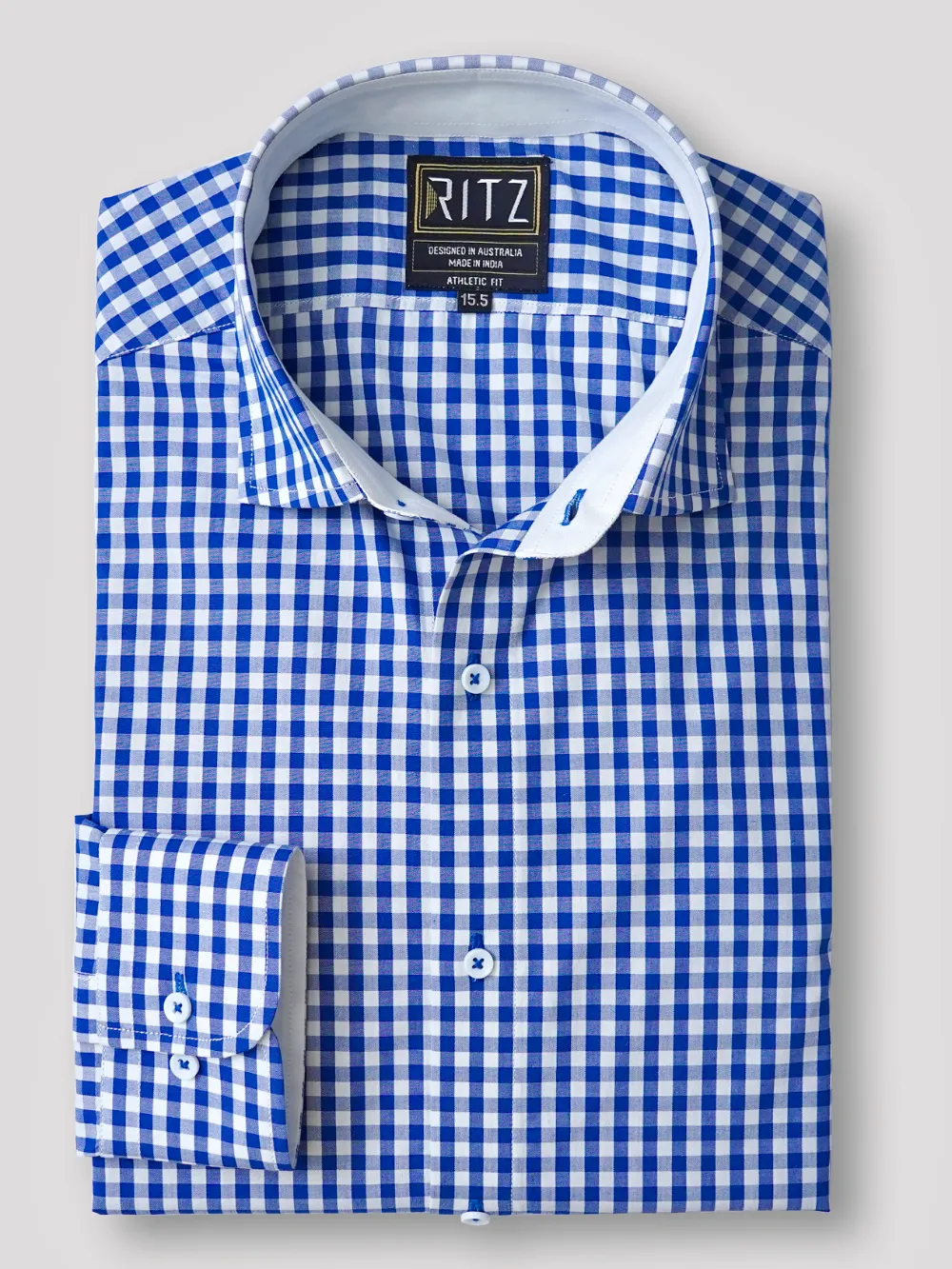 Pure Cotton, Blue and White Checked Essential Shirt