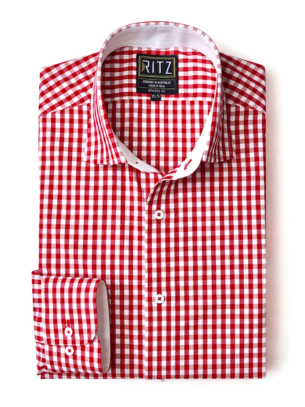 Pure  Cotton, Red and White Checked Essential Shirt