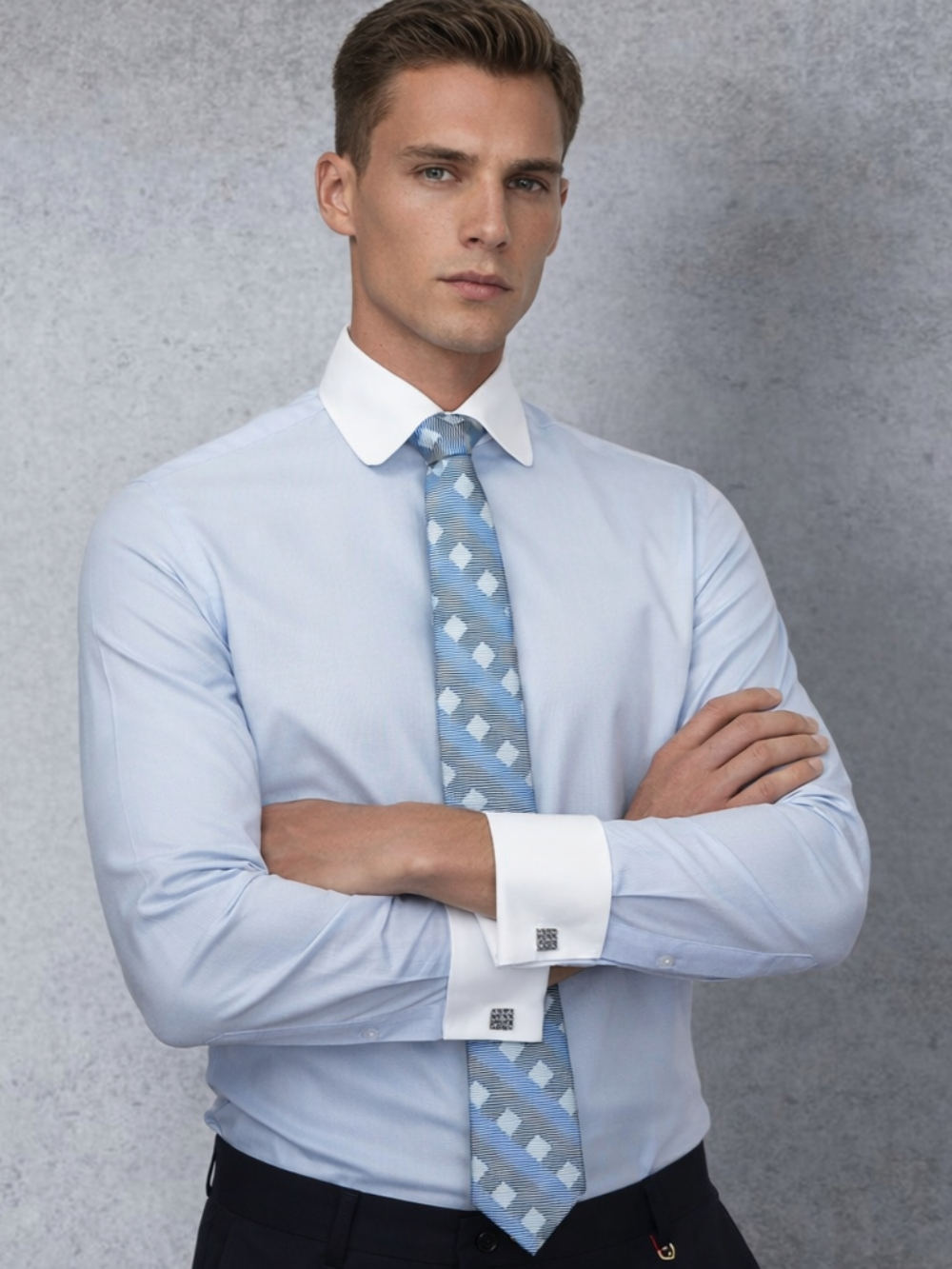 Non-Iron 100% Cotton Sky Blue Shirt - Twill Weave