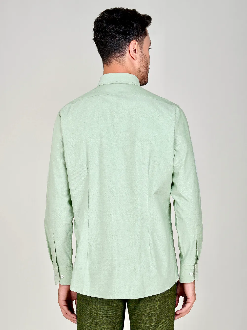 Oxford Button down Collar Shirt - Light Olive Green