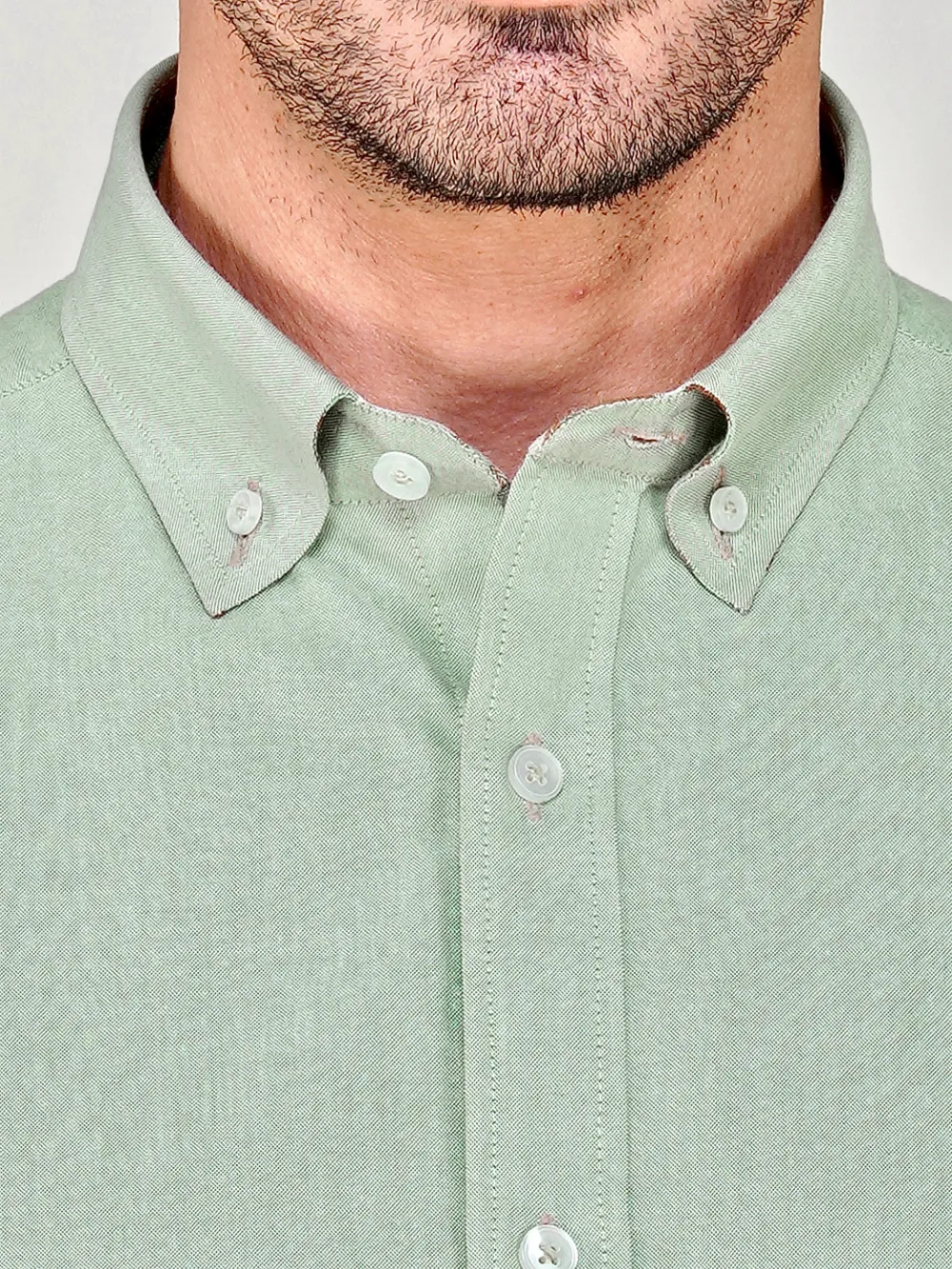 Oxford Button down Collar Shirt - Light Olive Green
