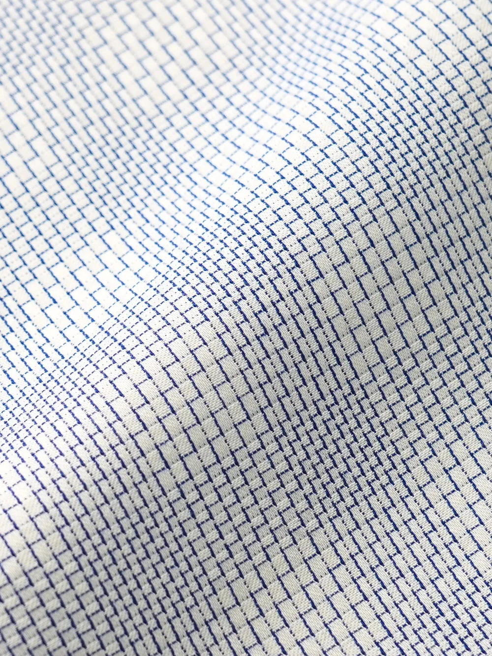 Non Iron Pure Cotton Grey and Blue Grid Shirt - Dobby Weave